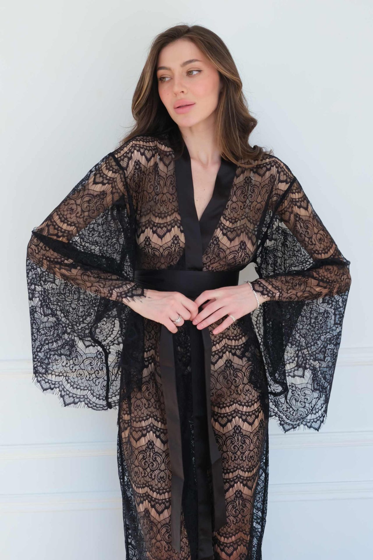 Black Lace Dressing Gown Buy See Through Long Robe ID Lingerie