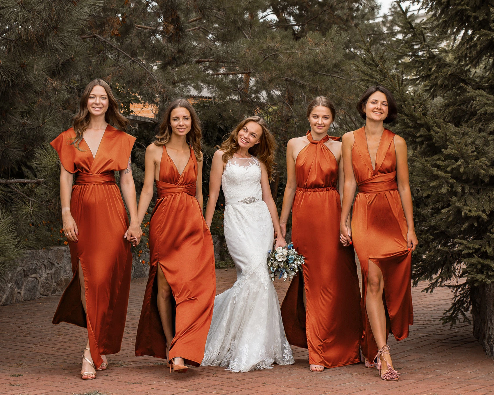 Burnt orange bridesmaid on sale