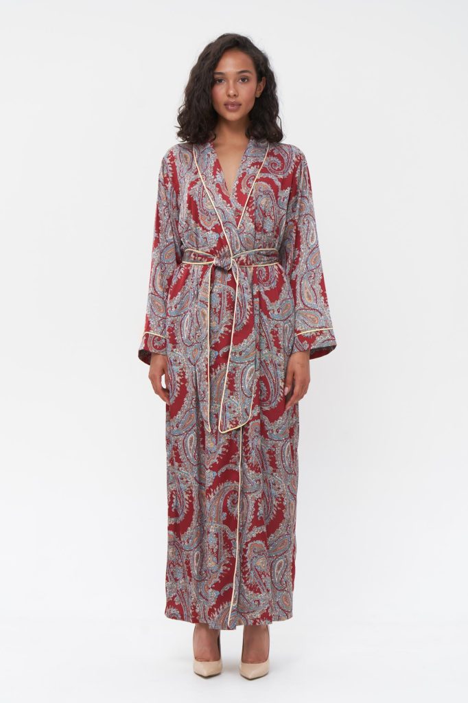 Paisley Silk Dressing Gown, Long Satin Robes Women | IDENTITY