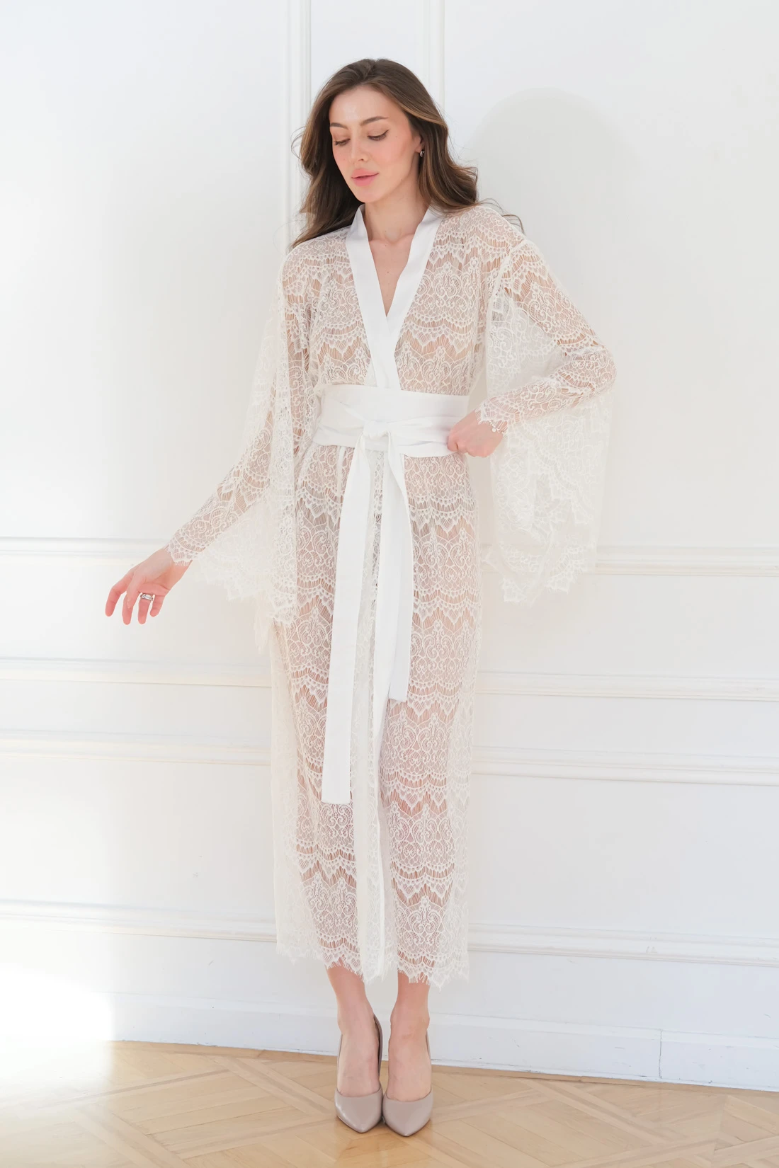 White Sheer Dressing Gown IDENTITY LINGERIE