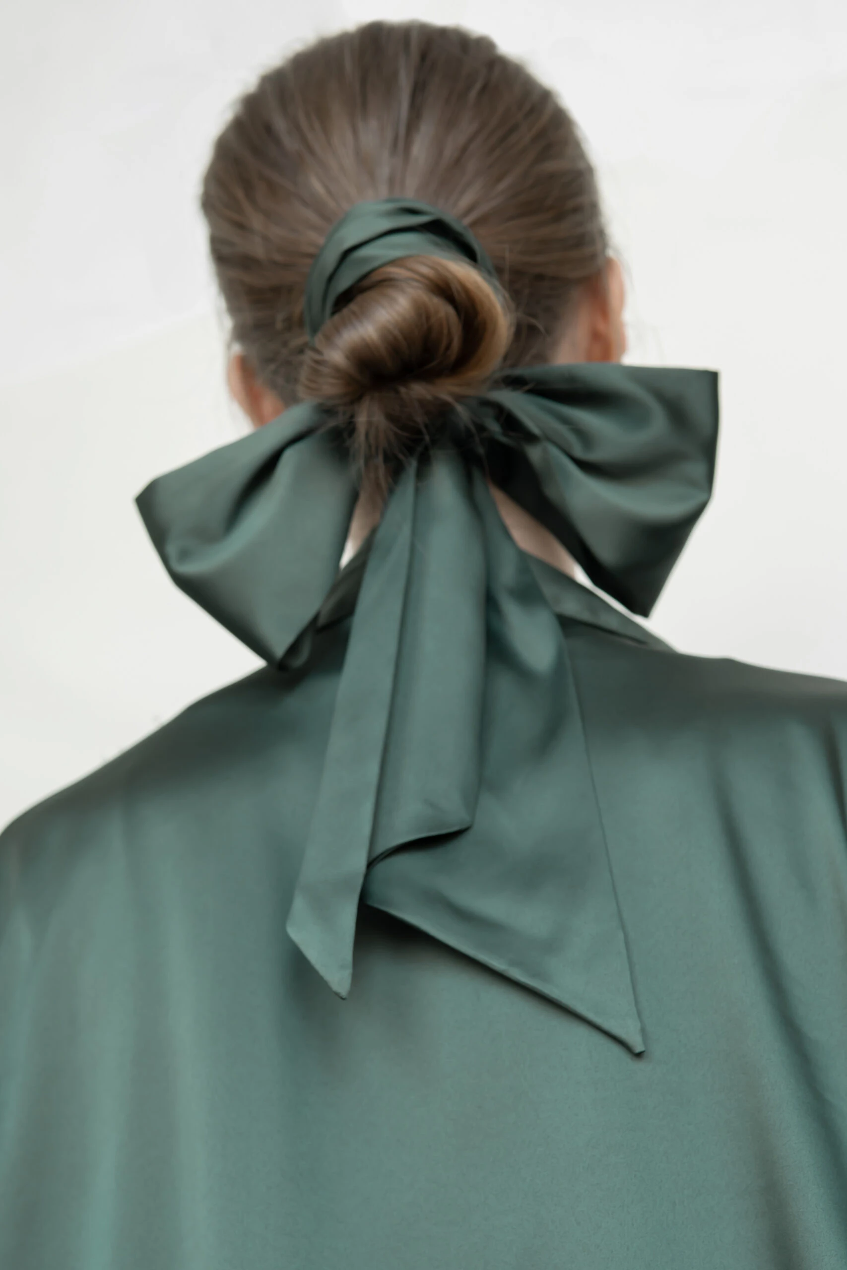 upcycled green silky satin hair scarf headband made of fabric remnants