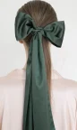 upcycled green silky satin hair scarf headband made of fabric remnants