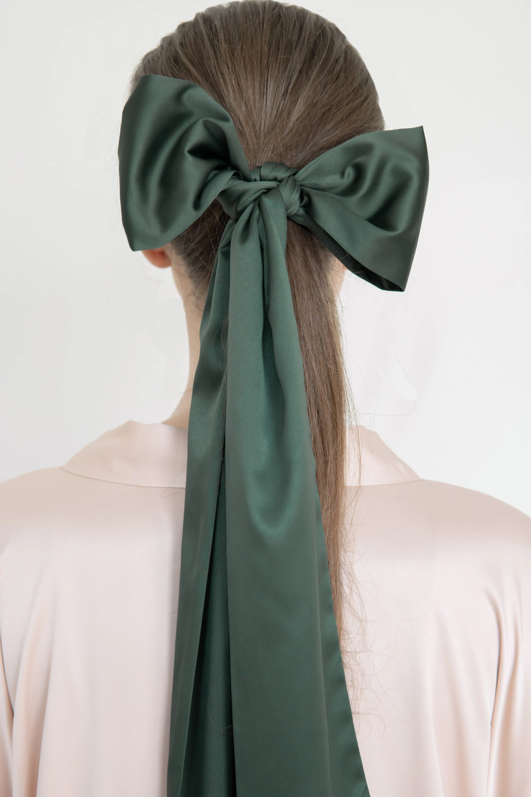upcycled green silky satin hair scarf headband made of fabric remnants