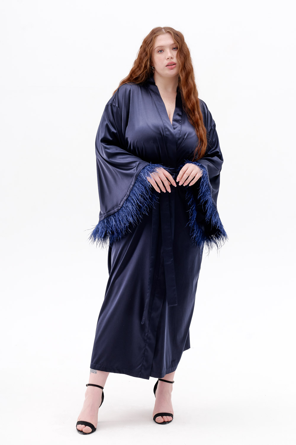Silk Feathers Dressing Gown Satin Robes Womens IDENTITY silk-feathers-dressing-gown-satin-robes-womens-identity