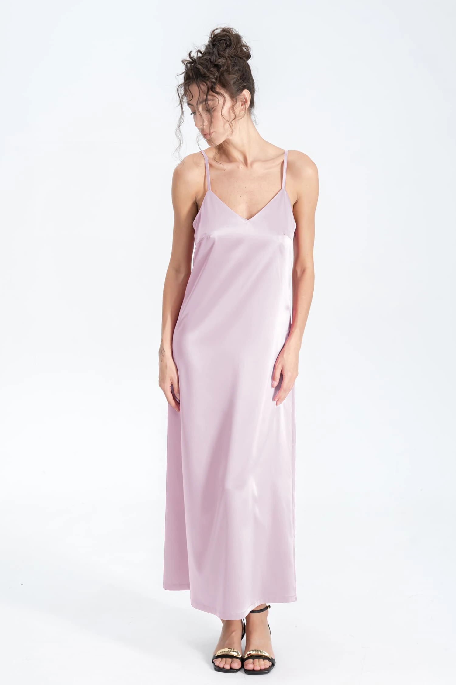 Long silk slip nightgown sale