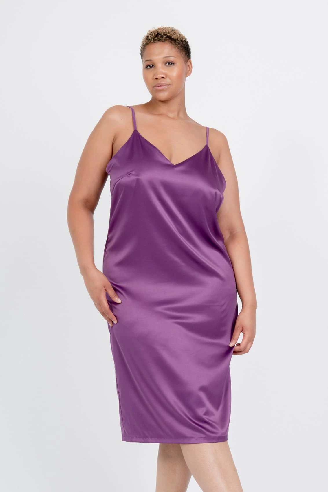 Silky Satin Slip Nightie in Purple